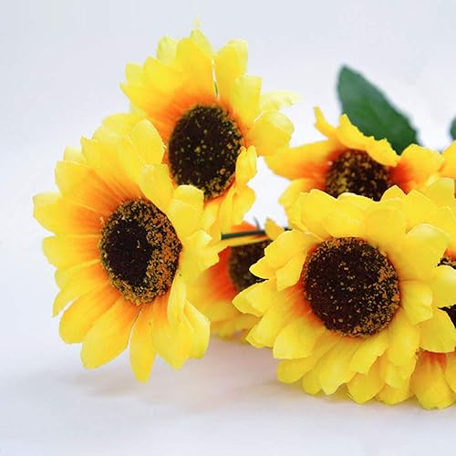 Miniatura 2 de Mocoosy 100 cabezas de flores artificiales de girasoles artificiales, girasoles falsos de 2.8 pulgadas a granel, decoración de cabeza de flores de
