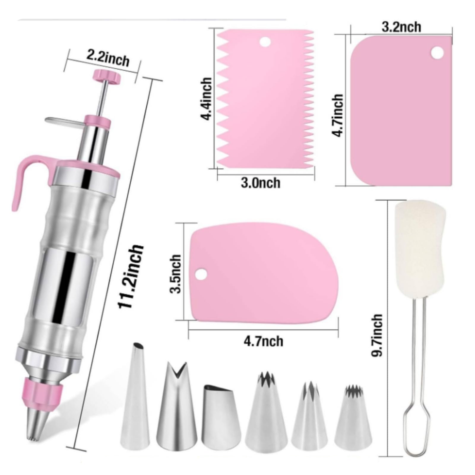 Gebäckspritze mit Tüllen, Rosa, color to 2, 13-Teilig