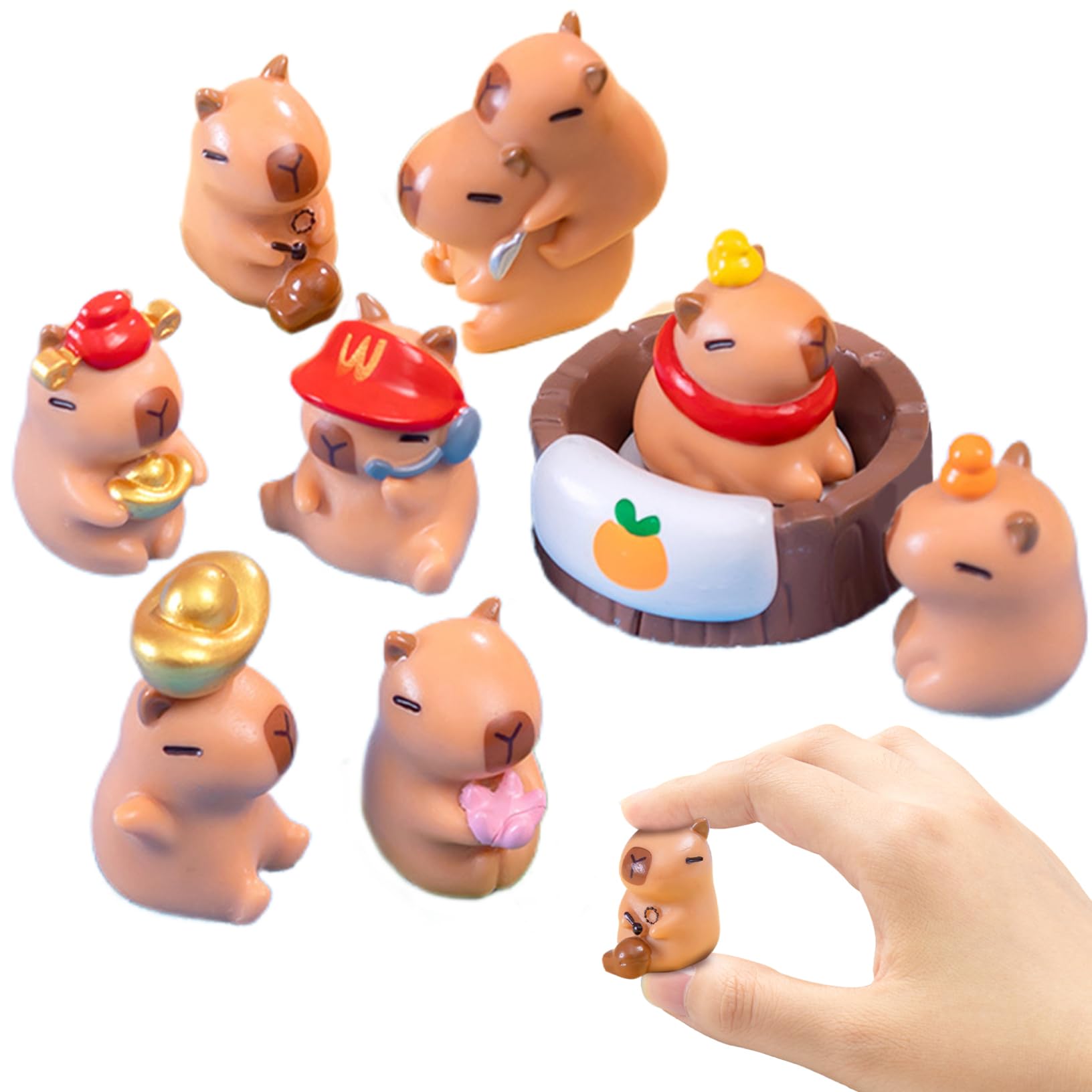 Grsrkep 9 PCS Mini Figurines Mixed Style Tiny Cute Resin Animals Creative Mini Figurines in Bulk for DIY Moss Landscape Birthday Decorations 0.8 * 1.2inch