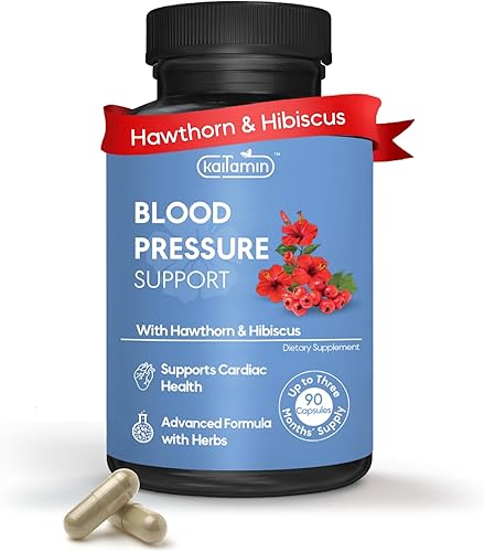 Suplemento de apoyo para la presión arterial – Espino natural, hibisco, ajo y hoja de olivo – Salud del corazón y apoyo a la circulación – B12, B6 –