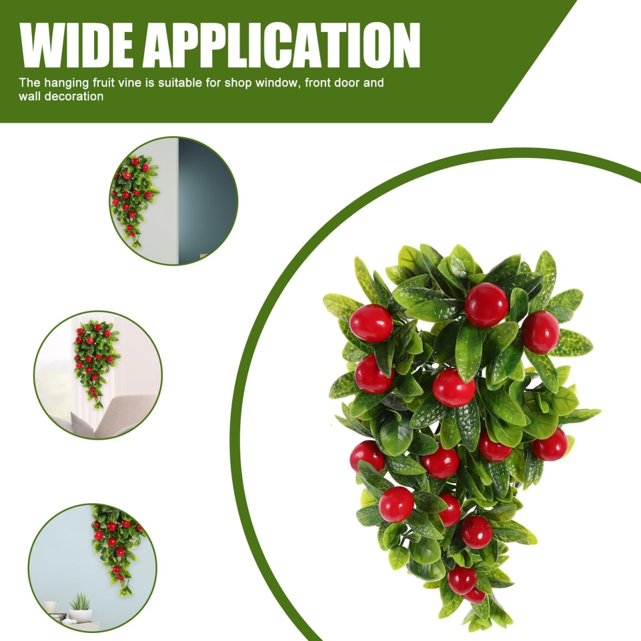 EXCEART Simulated Hanging Fruit Vine with Leaves Artificial Cherry Garland Wall Decor for Home Party Indoor Outdoor 15.74X7.48X3.14 Inch