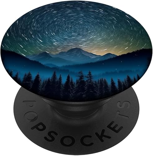 Miniatura 1 de PopGrip intercambiable con PopSockets de cielo lunar y galaxia azul en bosque de montaña