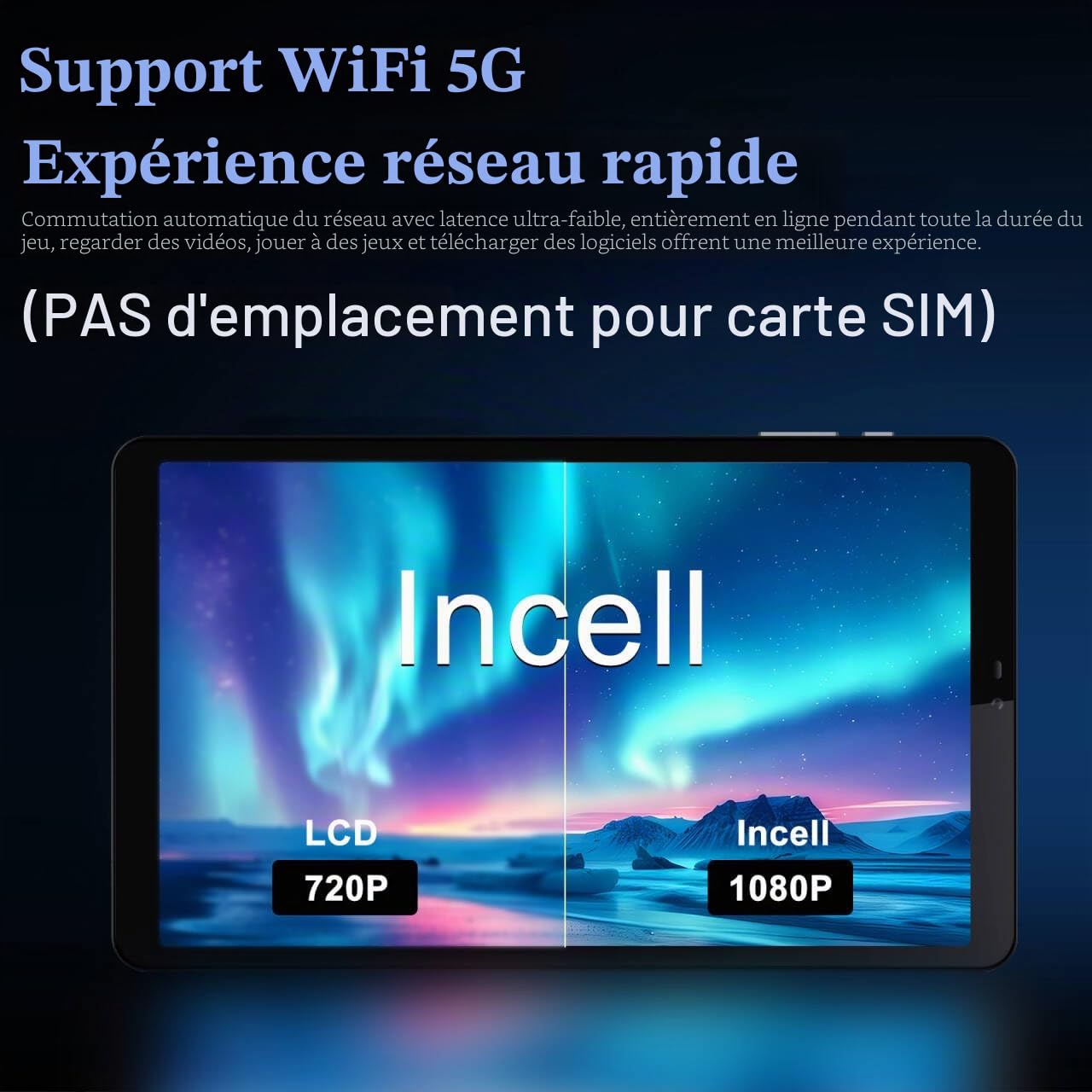 Crelander tablette Android de 8,7 pouces 16 (3+3+10) GB+128 GB Android avec écran HD IPS 1340x800, 5MP+13MP, batterie 5000mAh, Bluetooth/WiFi, petite tablette Android avec étui (version mise à jour)