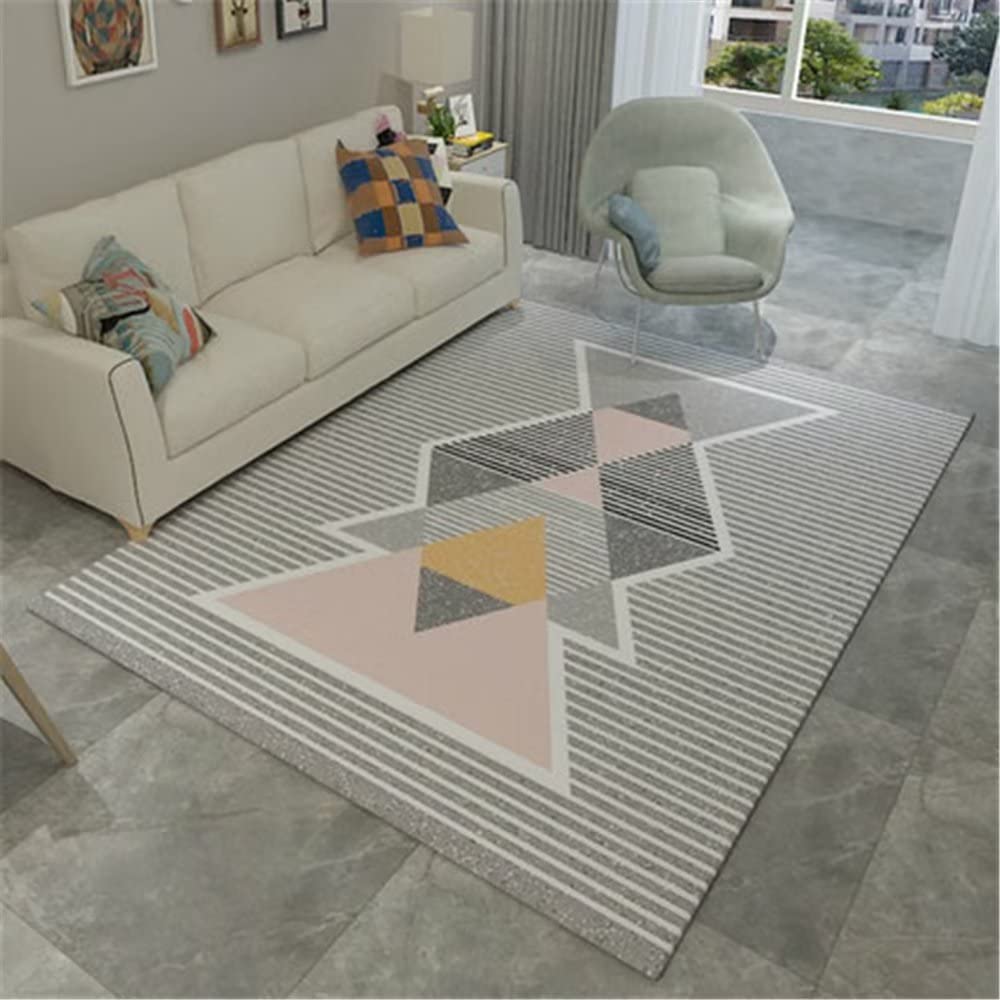 Tapis de salon gris 160x200cm minimaliste à rayures pour maison
