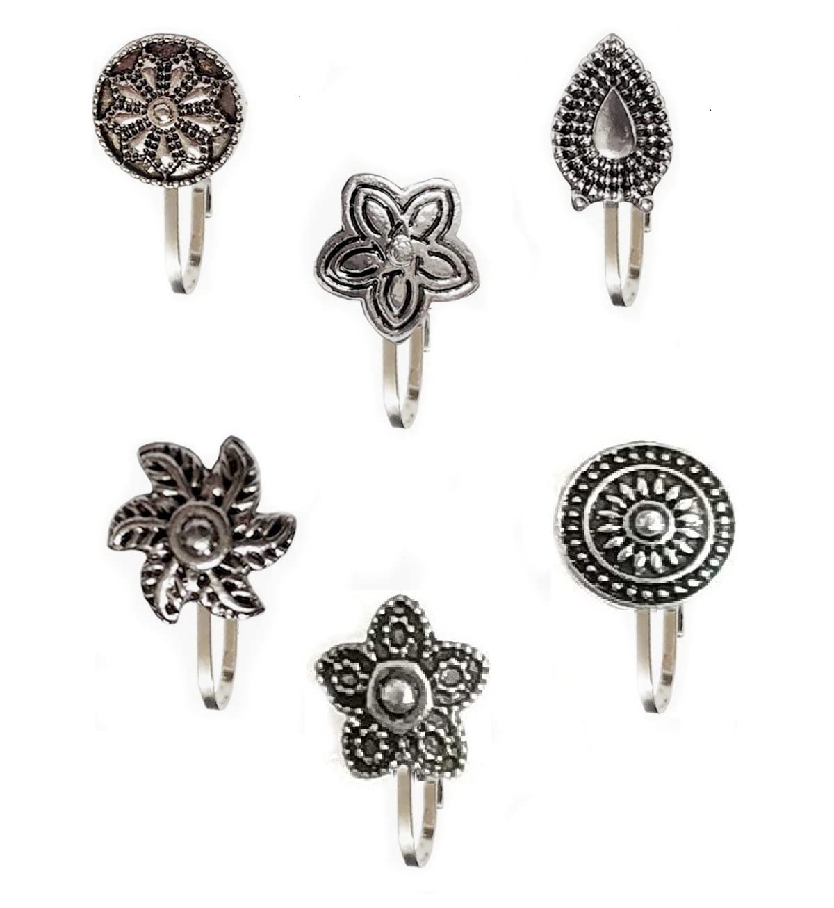 THANUS CRAFT Oxidised Jewellery Silver nose pin Stud Non Piercing Press on Nose Ring For Women (B09XF4FGJT) Amazon Price History, Amazon Price Tracker