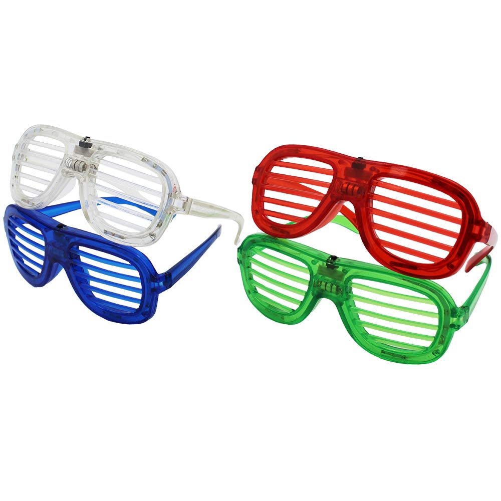 The Dreidel Company Light-Up Shutter Glasses (4-Pack) Novelty glasses with slotted bars that flash when turned on