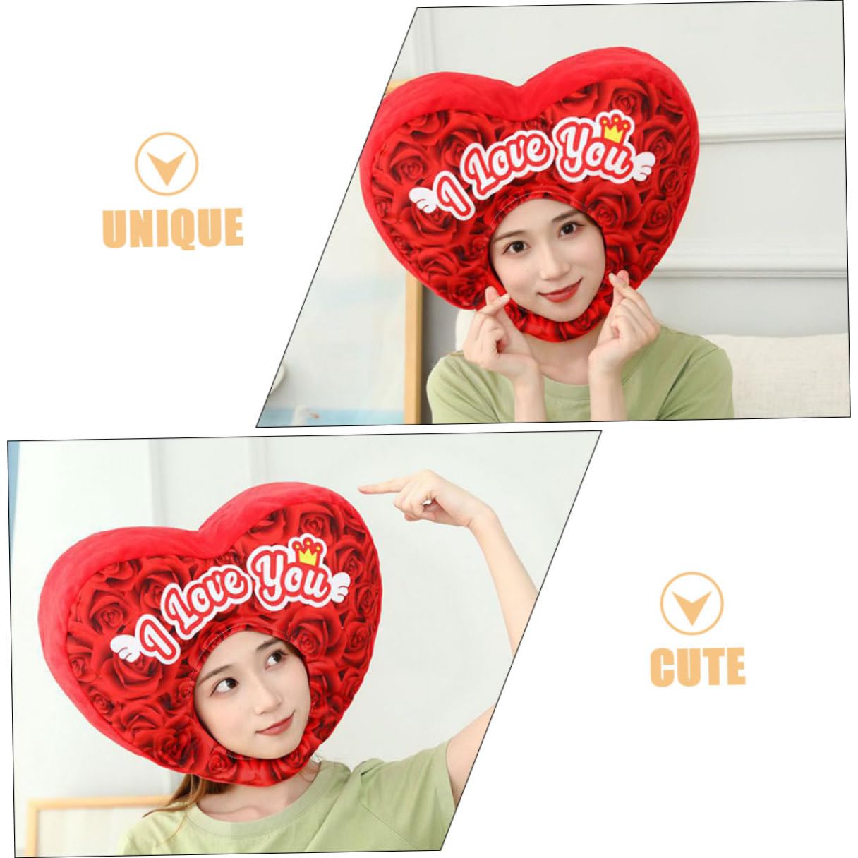 TOYANDONA Gorro de Disfraz de Corazón de Peluche 45X30 CM Sombrero Novedoso para Fiesta y Cosplay Accesorio para Fotos en Eventos y Festivales Diseño y Cómodo