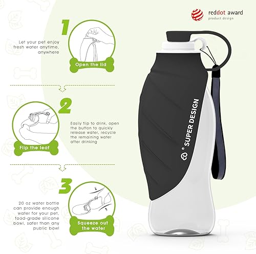 Miniatura 2 de SUPERDESIGN Botella de agua para perro, botella de agua portátil para perros pequeños a grandes, botella de agua de viaje para perros a prueba de