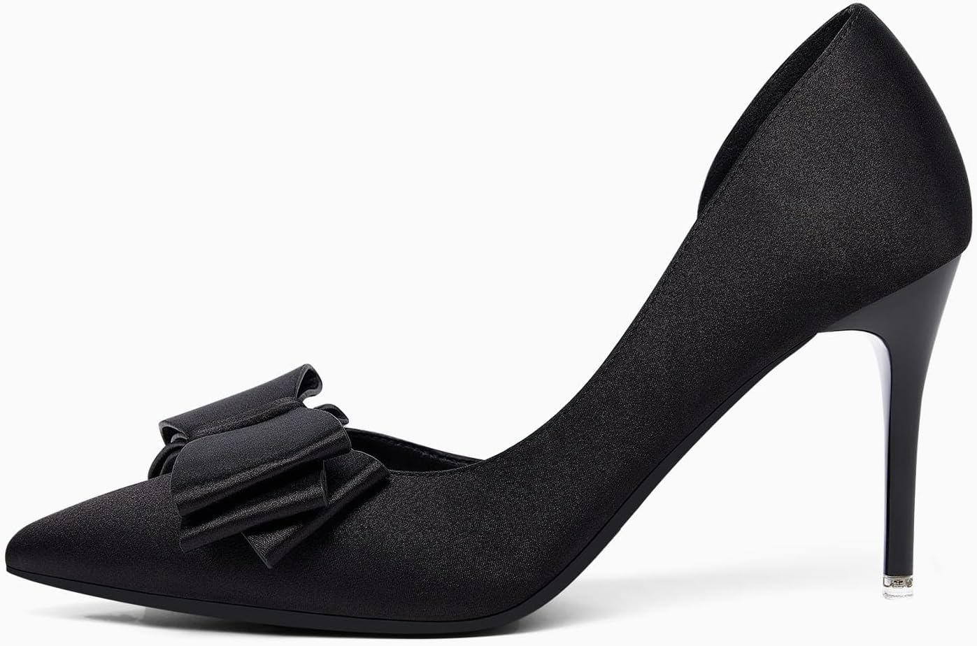 Womens Bow Heels Closed Pointed Toe Dress Shoes Stiletto Slip on Wedding Pumps - Image 3