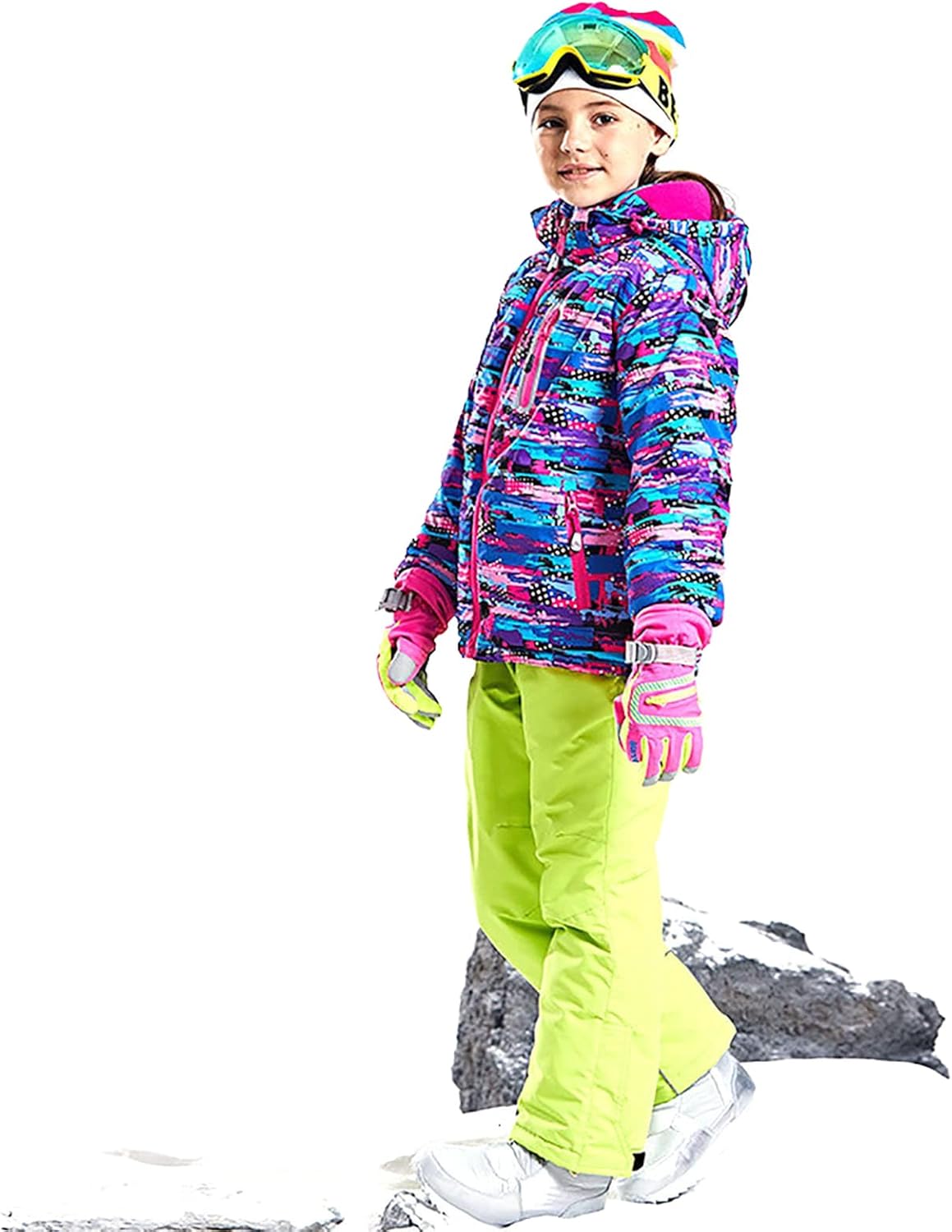 Girls Skiing Snowsuit Teen Snowboard Ski Jacket Pants Set Children Outdoor Coat Warm in -30°C (-22℉)