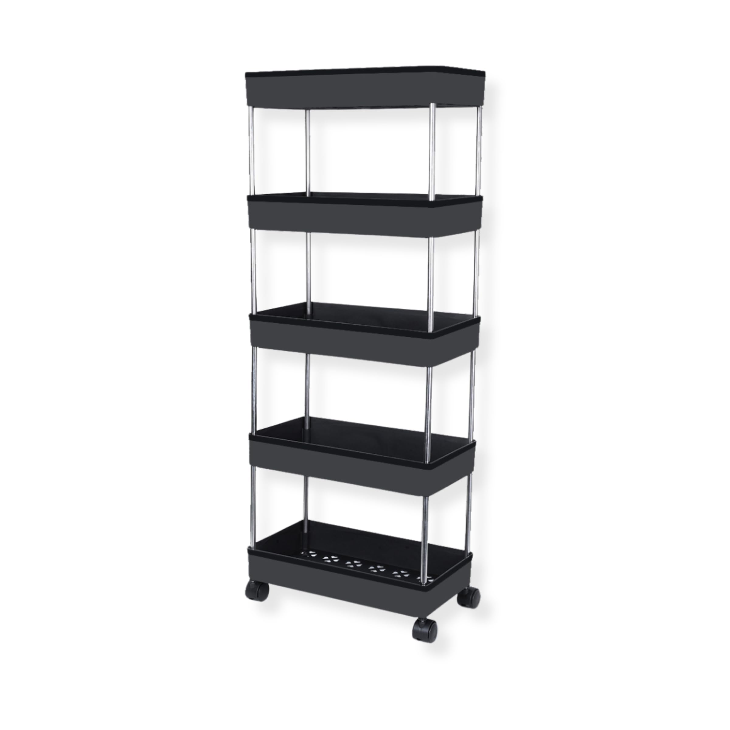 AEXONIZ TOYS Plastic Kitchen Storage Trolley Rack | Multi-Purpose Storage Cart with Wheels for Kitchen & Bathroom|Space-Saving Organizer Rack with Wheels (Black, 5 Layer)-image-13