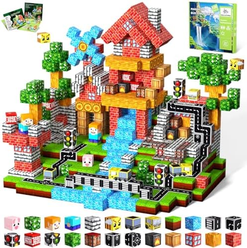 SSAWER Magnetische Bausteine,100 Teile, Geschenk für Kinder (Waldtransport) | Magnetbausteine, Montessori Kreative Spielzeug für Junge und Mädchen ab 3 Jahren, Magnetic Building Bl