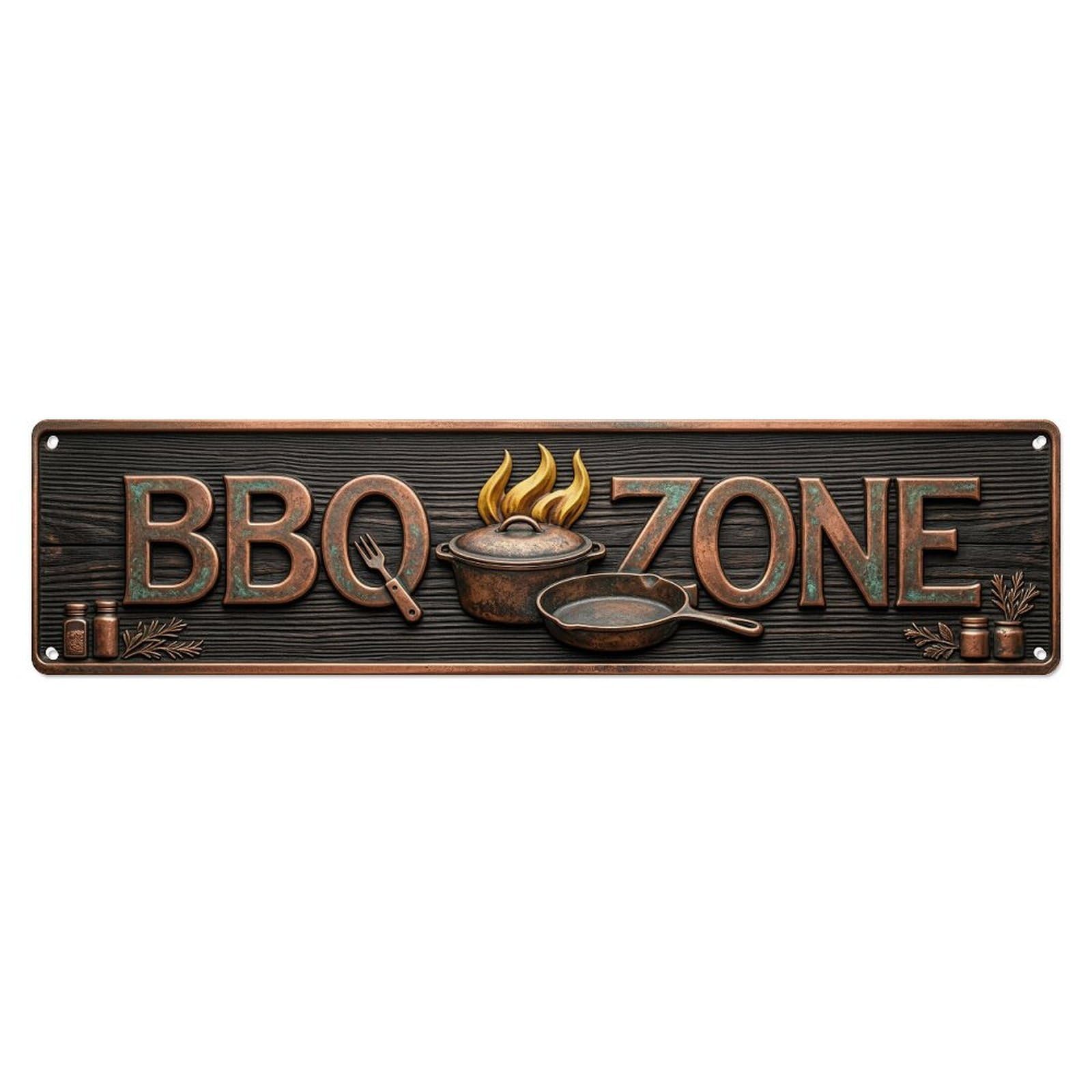 BBQ Zone Traditional Kitchen Metal Tin Skinny Sign Plaque Wall Decor for Cafe, Club Bar, Office, Home Garden Metal Poster 4x16Inch