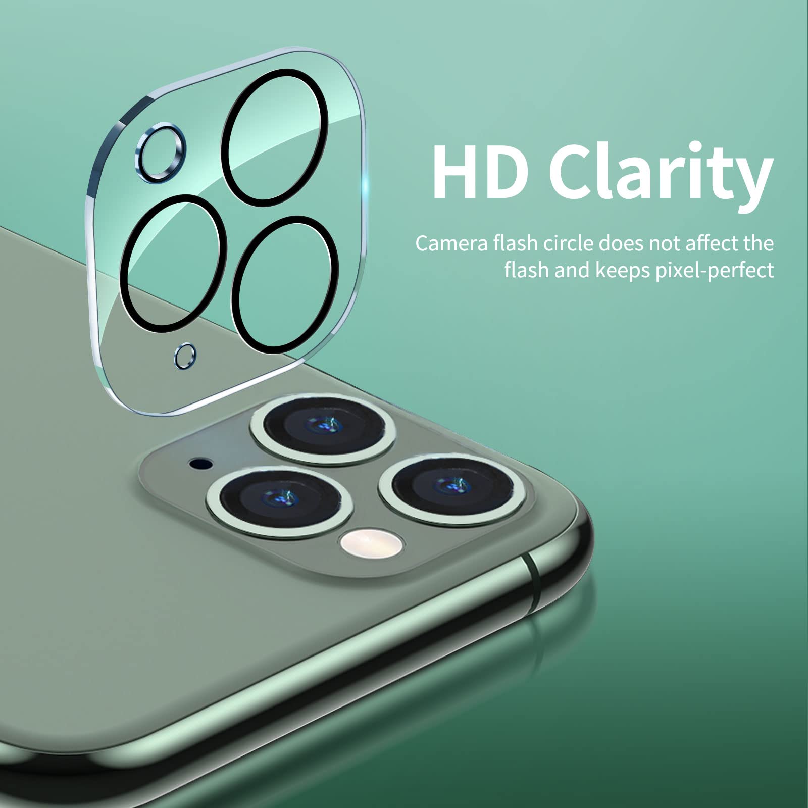 NEW'C 4 Pack, 2 Pack for iPhone 11 Pro Max Screen Protector + 2 Pack Camera Lens Protector - Image 3