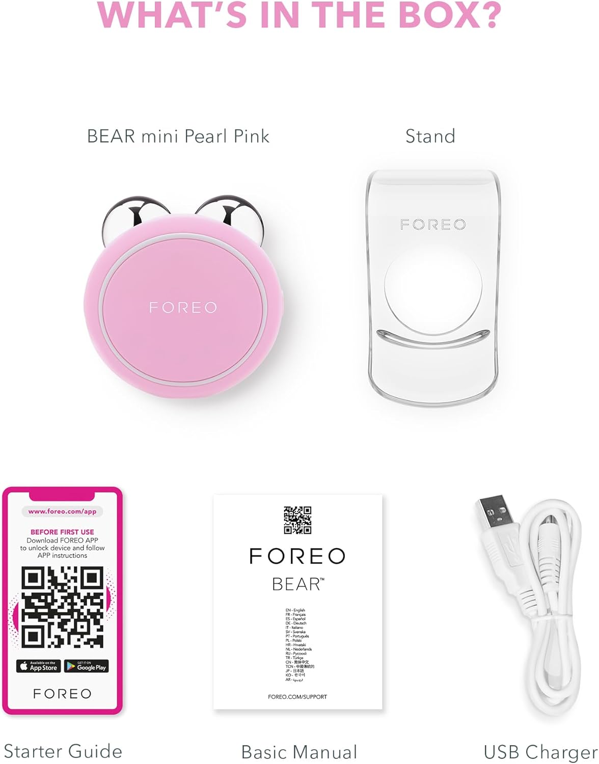 FOREO BEAR Mini Microcurrent Facial Device - Face Sculpting Tool - Firm & Contour - Reduce Double Chin - Non-Invasive - Increases Absorption of Facial Skin Care Products - Pearl Pink