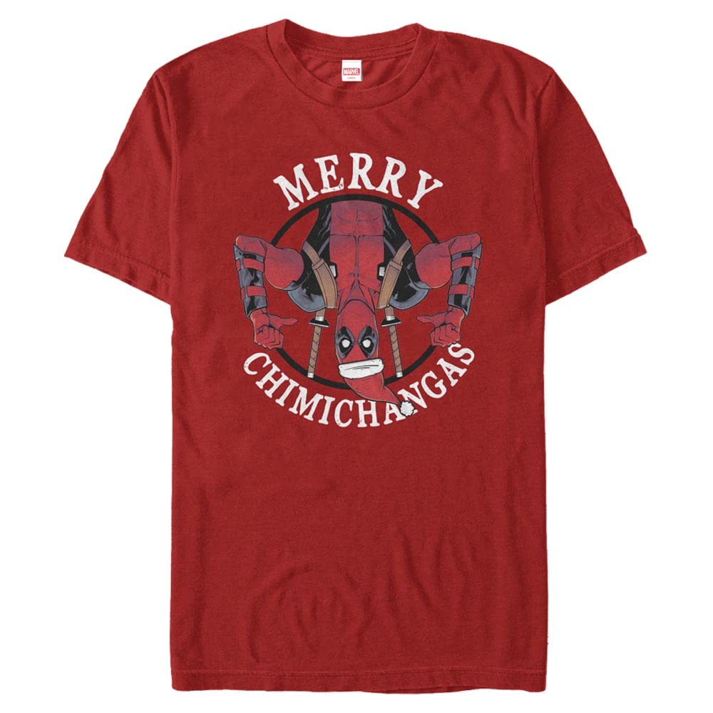 Marvel Unisex Deadpool Merry Chimichangas Organic Short Sleeve T-shirt, Rot, XXL