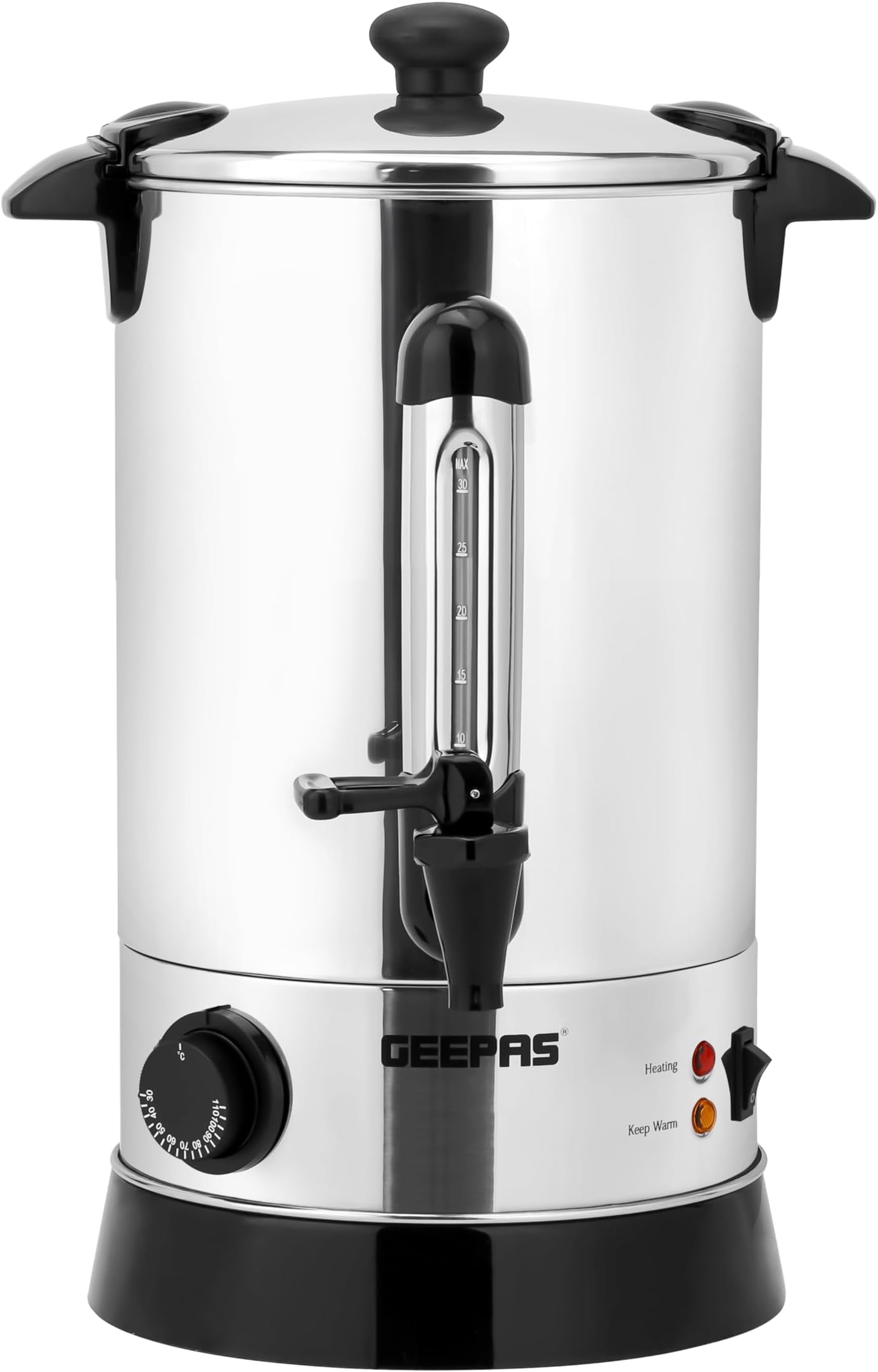 Geepas Water Boiler, Stainless Steel Boiler with Tap, GK6154 | 6.8L Kettle with Water Level Gauge & Indicator Lights | Auto & Resettable Thermostat | Home & Office Use