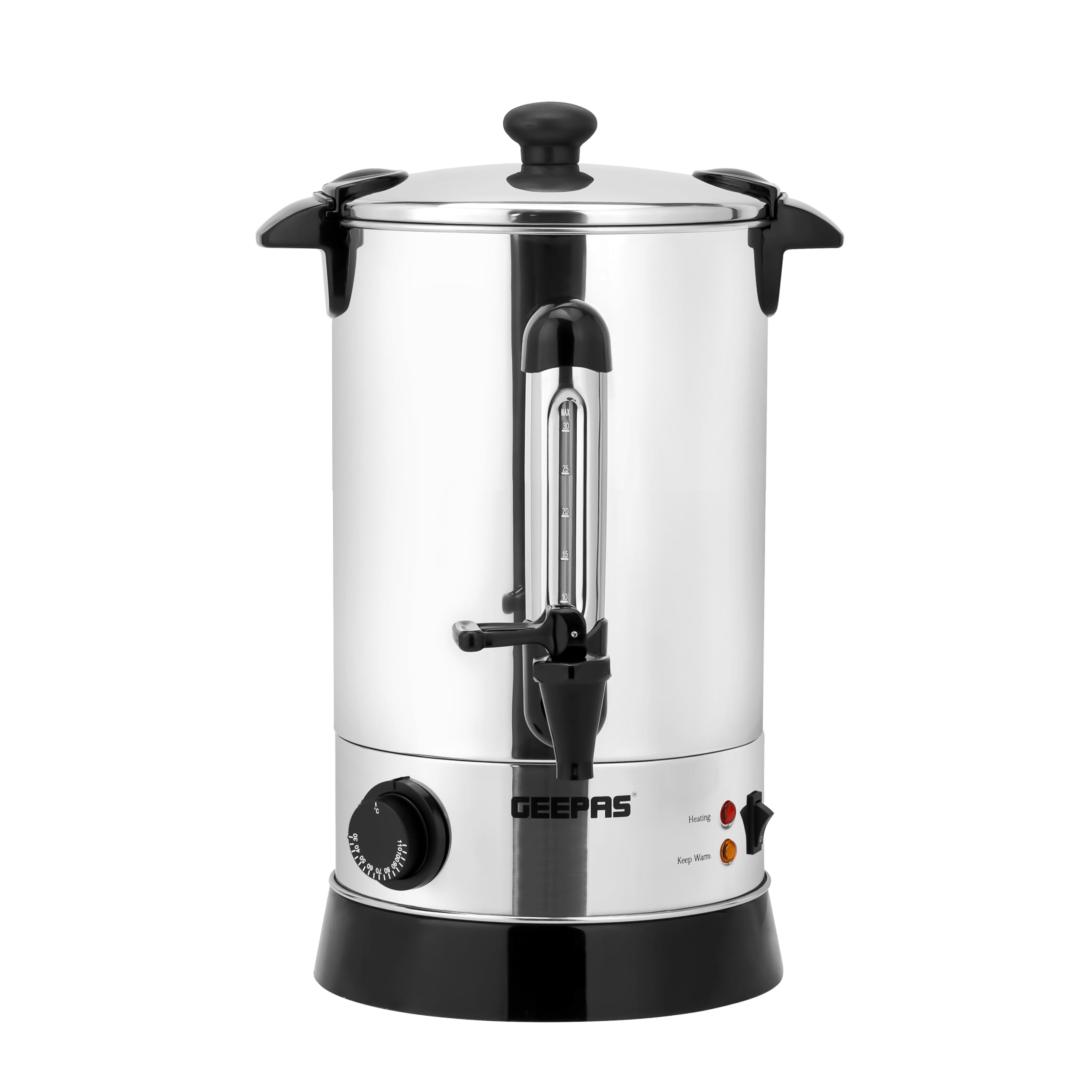 Geepas Water Boiler, Stainless Steel Boiler with Tap, GK6154 | 6.8L Kettle with Water Level Gauge & Indicator Lights | Auto & Resettable Thermostat | Home & Office Use