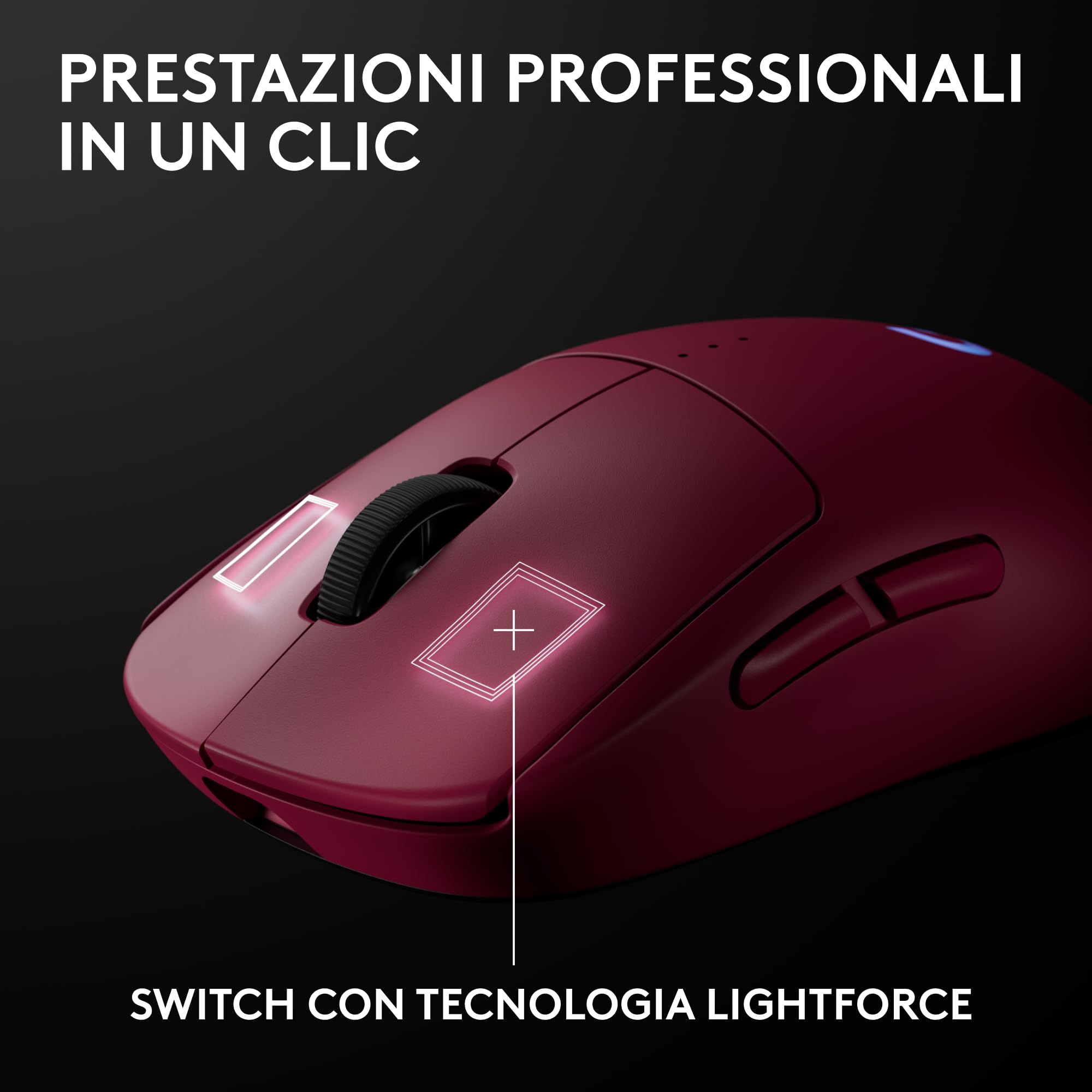 Logitech G PRO 2 LIGHTSPEED mouse da gaming wireless per destrimani o mancini, fino a 4 pulsanti laterali magnetici personalizzabili e commutabili, sensore da 44.000 DPI, ricarica USB-C, PC/Mac - Rosa