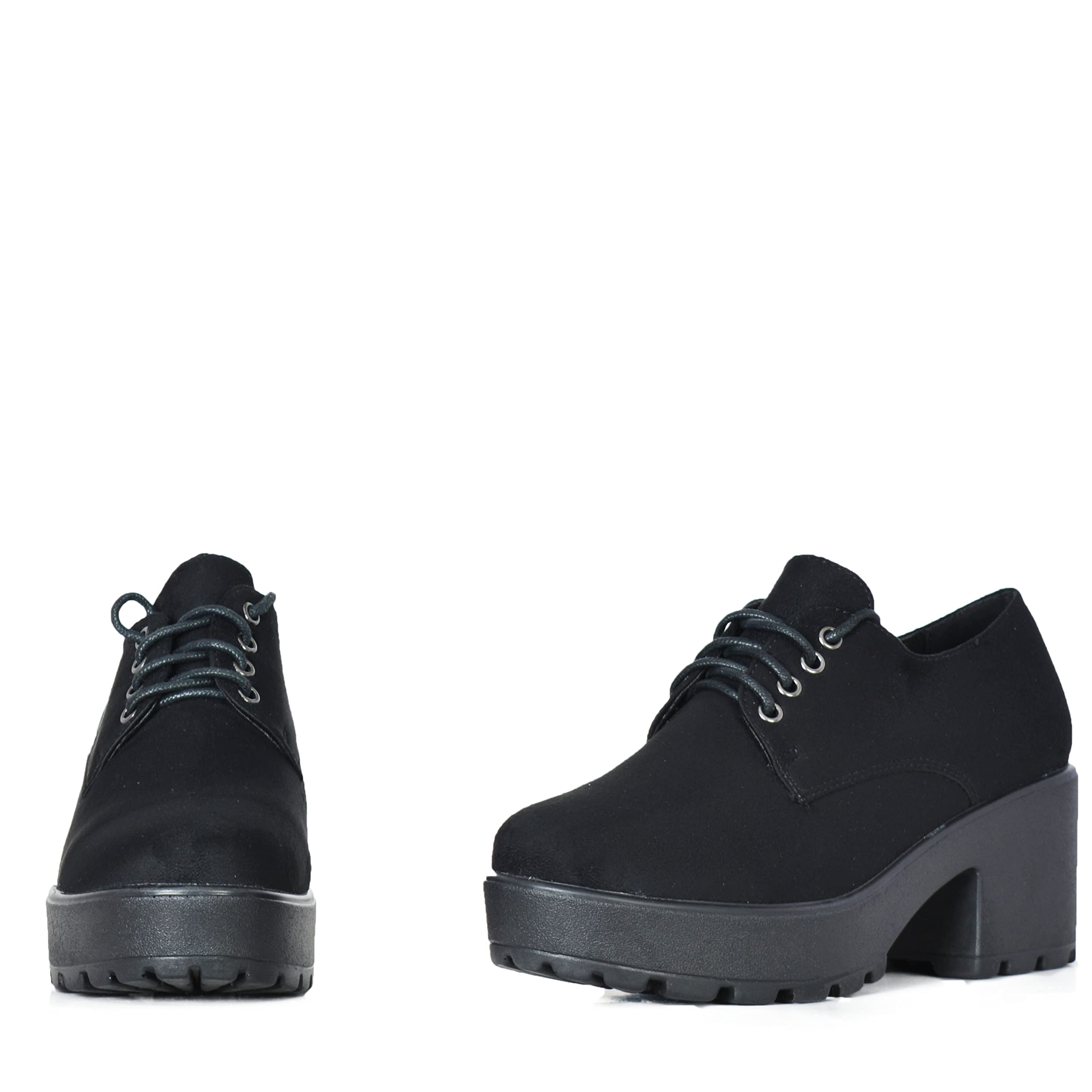 Altamoda Zapatos de Mujer Blucher con Plataforma y Cordones de Ante.