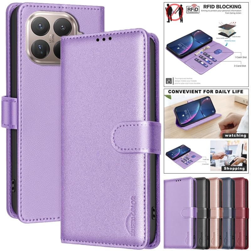Housse cuir Redmi Note 14 Pro Plus étui rouge à rabat finitions premium