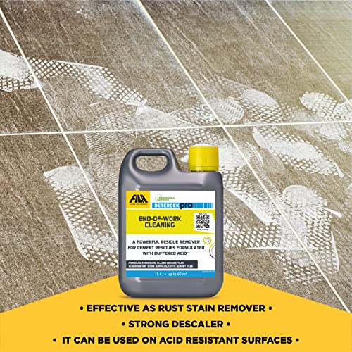 FILA Surface Care Solutions, DETERDEK PRO, Cement Remover and Brick Acid Cleaner, Efflorescence Remover, Strong Patio Cleaner, Ideal for Porcelain Tile, 1L - Image 6