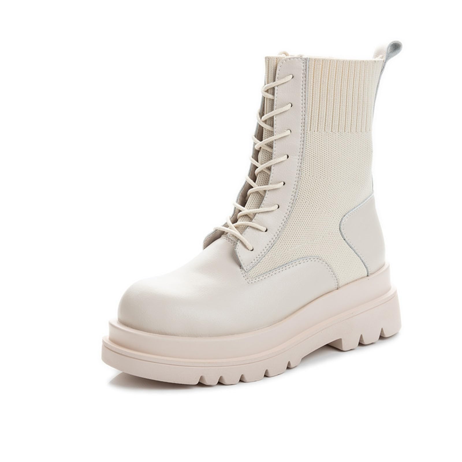 Womens Thick-Soled Ankle Boots Autumn And Winter Warm Plush Leather Lace-Up Shoes Womens Boots Suitable For Daily Travel