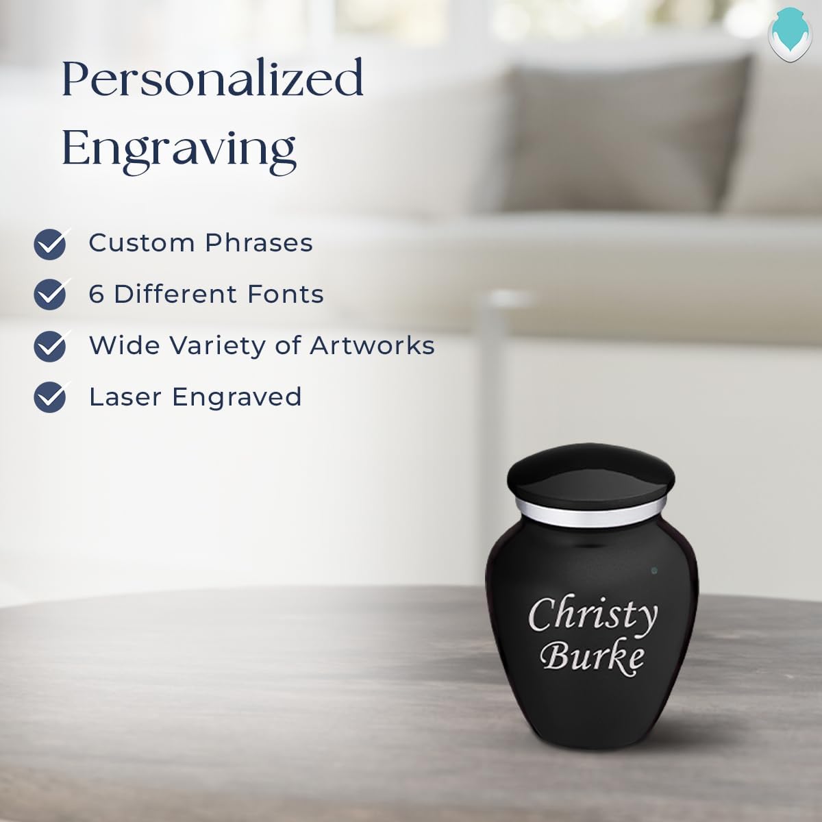 Geturns Embrace Keepsake Personalized Custom Cremation Urns for Human Ashes I Black Funeral Urn for Men and Women I 3.5 lbs