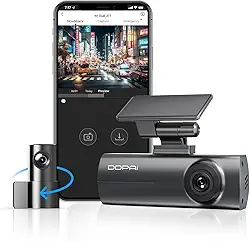 DDPAI N1 Câmera Veicular Dupla 1296P + 1080P com Wi-Fi, Câmera para Carro com Visão Noturna, Sensor G, Gravação em Loop e Modo Estacionamento 24h, Supercapacitor (Cartão SD Não Incluído)