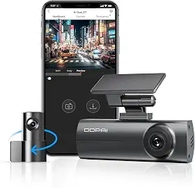 DDPAI N1 Câmera Veicular Dupla 1296P + 1080P com Wi-Fi, Câmera para Carro com Visão Noturna, Sensor G, Gravação em Loop e Modo Estacionamento 24h, Supercapacitor (Cartão SD Não Incluído)