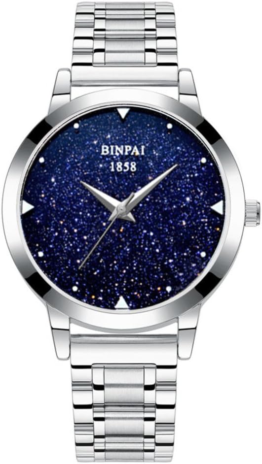 Women Crystal Quartz Watch,Waterproof Stainless Steel Starlight Fashion Casual Dress Wrist Watches for Ladies-B