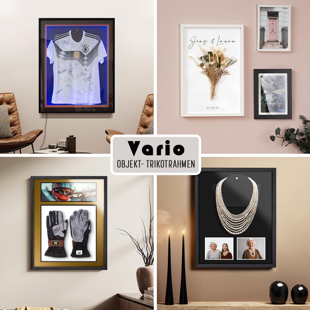 VARIO - Marco para camisetas (incluye percha y paspartú en muchos tamaños y colores), madera, Salsarot, 60 x 80 cm