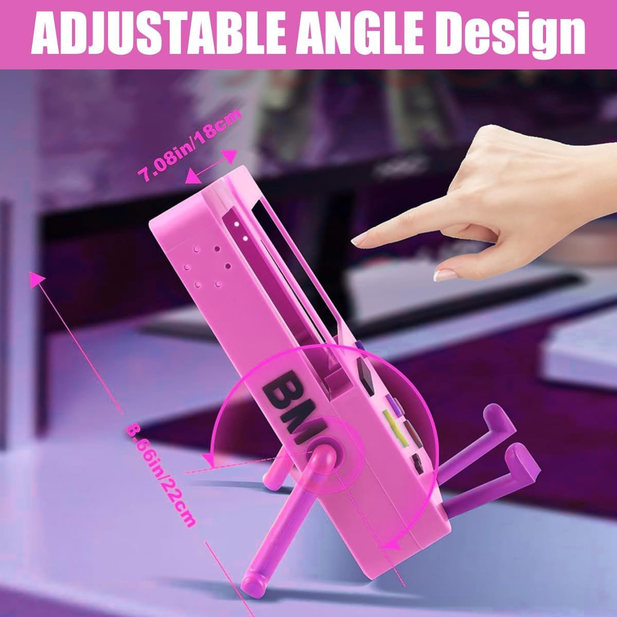 Funda rígida Protectora de Dibujos Animados para Consola de Interruptor, Consola de Juegos, Carcasa Protectora para Switch portátil, Soporte de Videojuegos (Ventilador de refrigeración, Rosa)