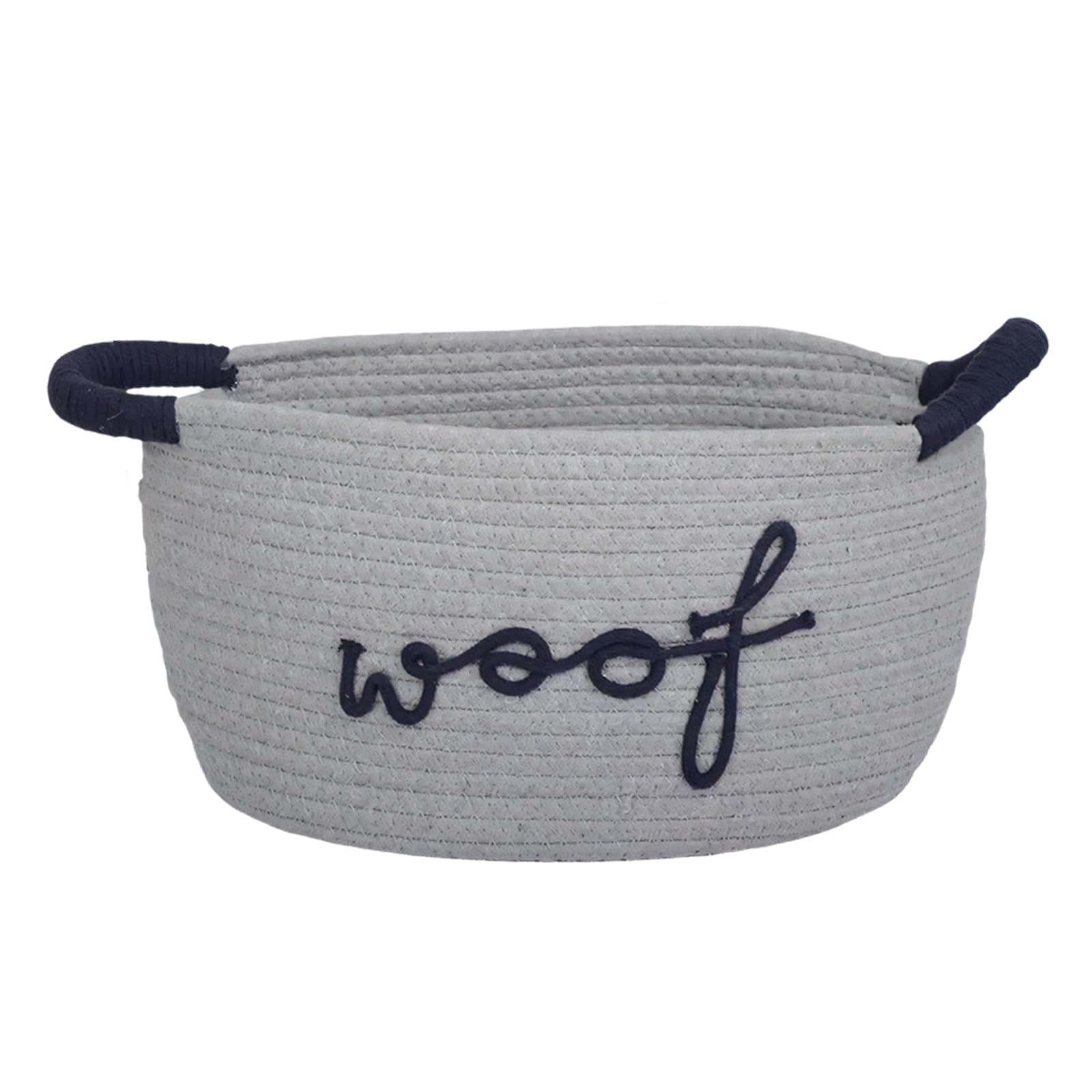 Decorative Dog Toy Keeper Basket Showcasing Pattern and Reinforced Handles for Easy Transport Multi Purpose Pet Holder Basket Woven From Cord Showcasing Theme Design