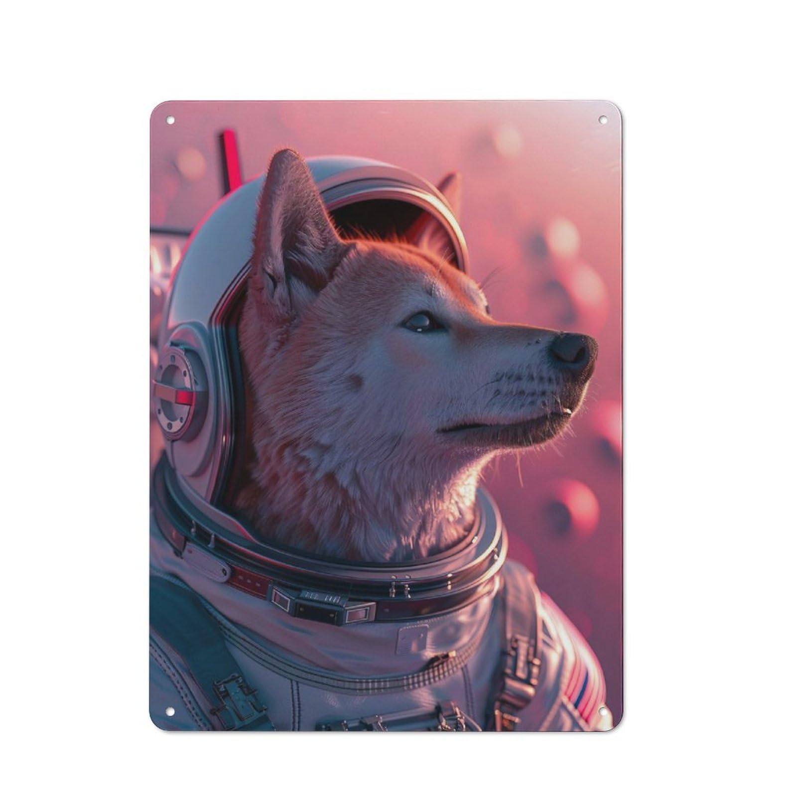 Junmoney Kishu Ken Astronaut Tin Sign 40X30cm With For Home Bar Wall, Rustic Decor, For Kitchen, Dining Room And Home Bar Wall Decor