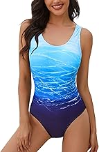 heekpek Maillot de Bain Femme 1 Pieces Elégant Monokini Push up Maillot Une pièce Dégradé de Couleur Amincissant Dos Nu Bikini per Bain de Soleil Piscine Sport Plage