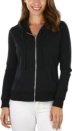 ToBeInStyle Womens Soft French Terry Long Sleeve Zip-Up Hoodie Active Jacket w/Metal Zipper