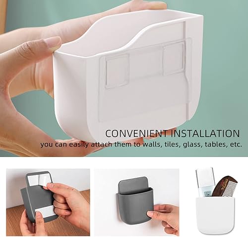 Miniatura 5 de Soporte de pared para control remoto, 4 unidades, soporte para bolígrafo para pared, sin agujeros, autoadhesivo, caja organizadora de almacenamiento