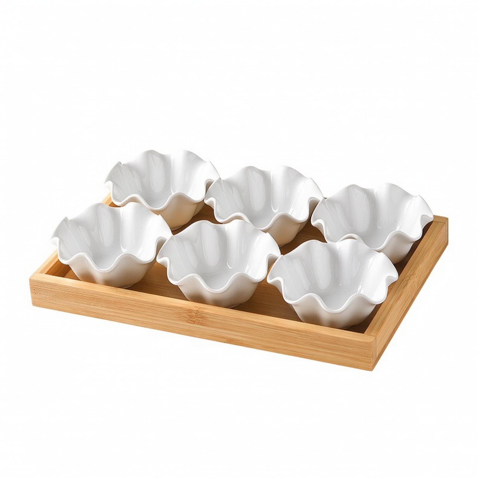 Banja Cerámica Blanca con Recipientes en Forma Dividido Plato Botanical Cerámica Brillante Vajilla para Reuniones Informales, 6 Cuadros