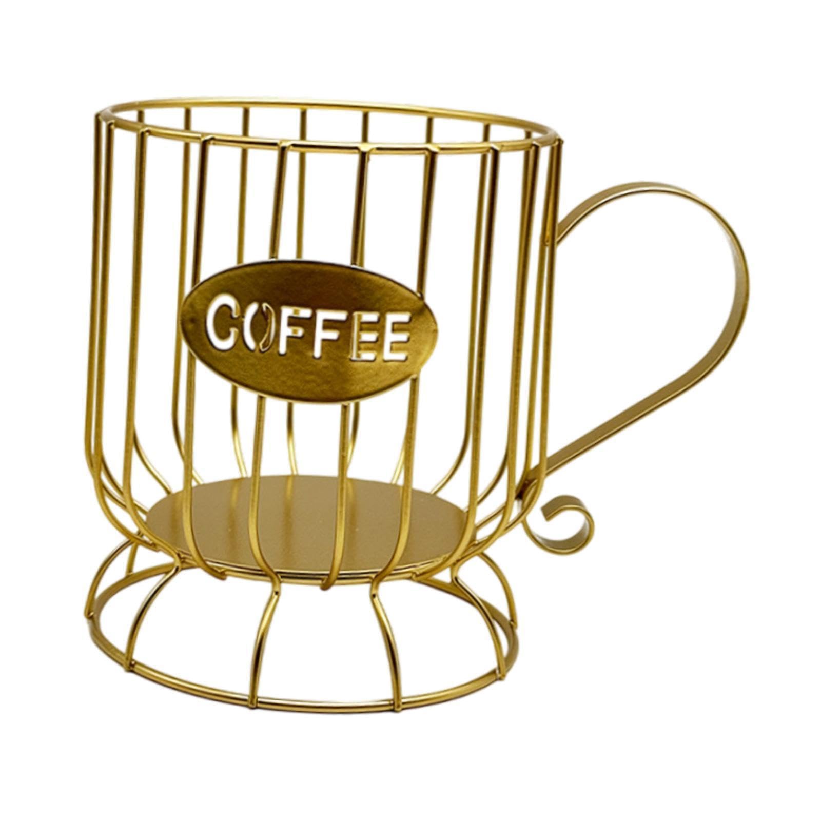 ALCXAZS Coffee Pod Holder Coffee Storage Organizer Unique Stylish Gold S