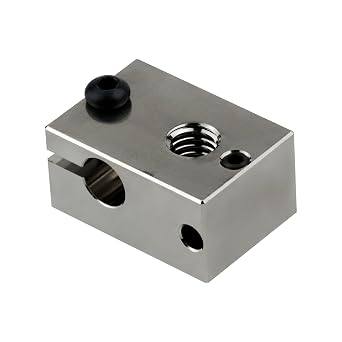 POLISI3D 500C High Temperature Plated Copper Heater Block Compatible with PT100 Cartridge Sensor Version V6 Hotend Titan Aero Extruder Prusa i3 MK3 MK3S 3D Printer Copper