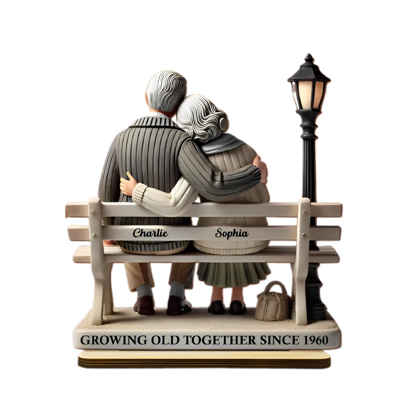 Amazon.com: Old Couple Sitting On Bench At The Park Personalized