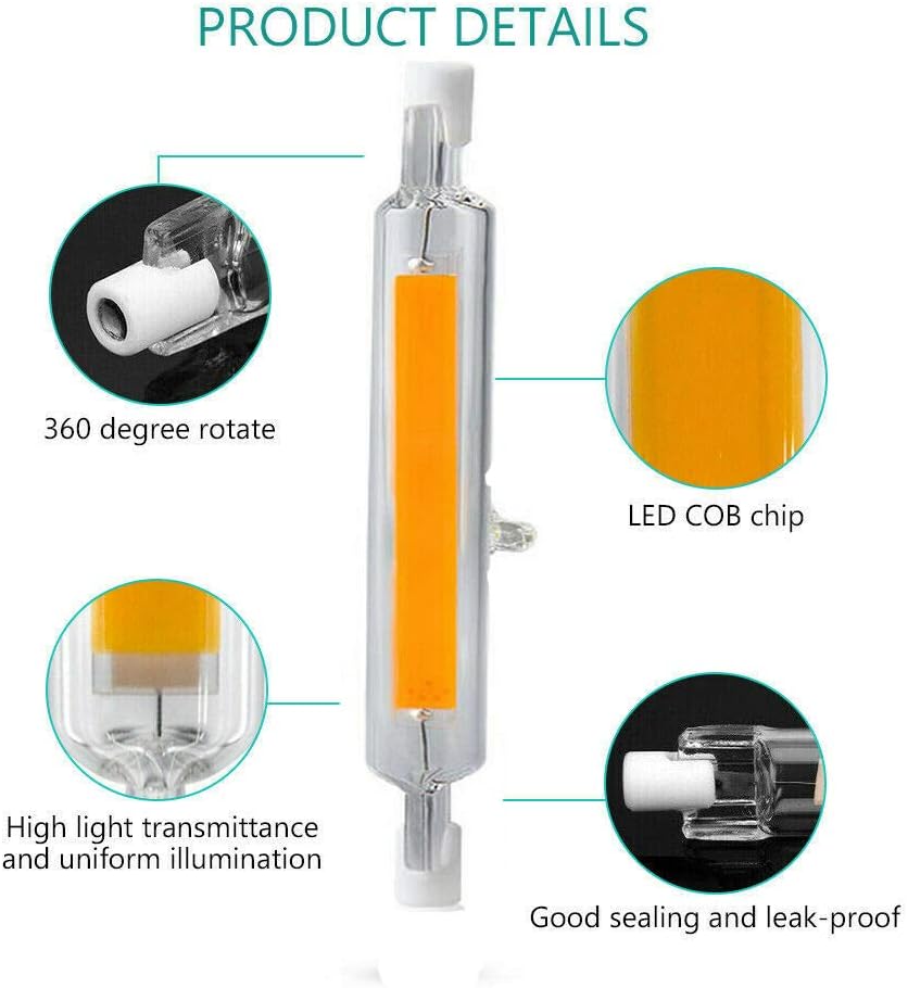 Lxcom Lighting R7s LED Bulb 118mm 20W Double Ended LED Bulbs 120V J Type R7s Floodlight 150W Halogen Bulb Replacement Daylight White 6500K Landscape Lights,2 Pack