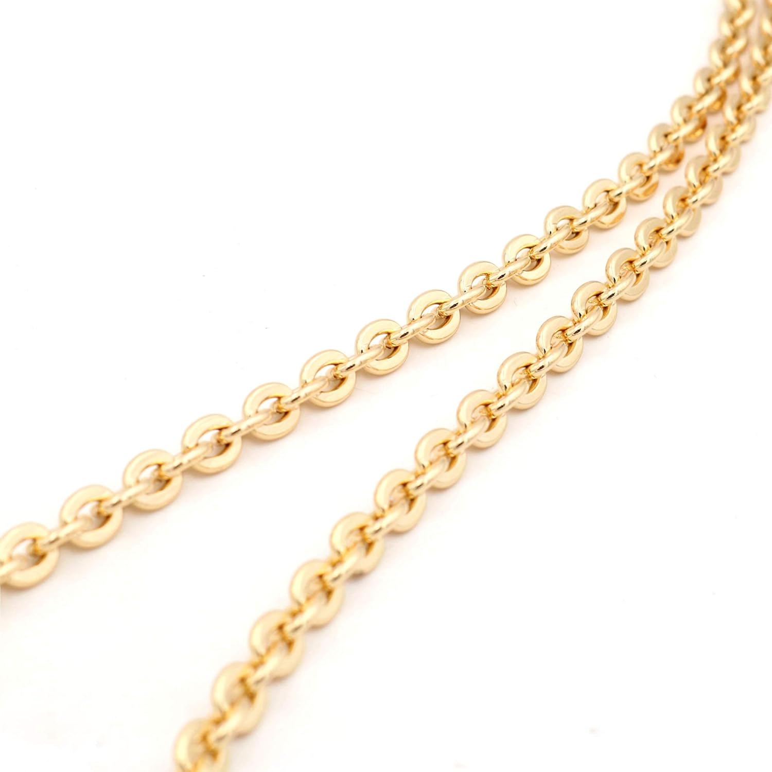 Oval Purse Chain Flat Gold Light Weight Crossbody Shoulder Strap Polished - (24" / 60cm)