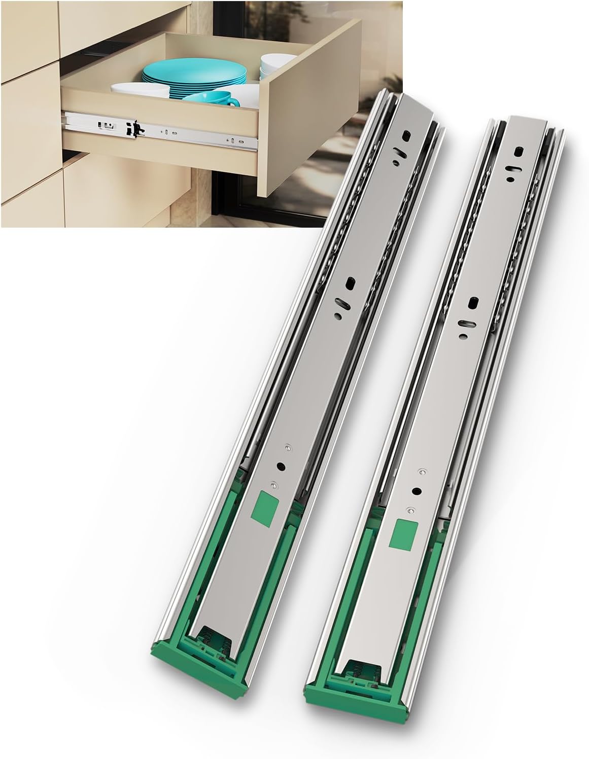Hitess 10 Pairs Soft Close Drawer Slides 22 Inch Full Extension Heavy Duty Ball Bearing Side Mount Cabinet Glides 10 22 Inch