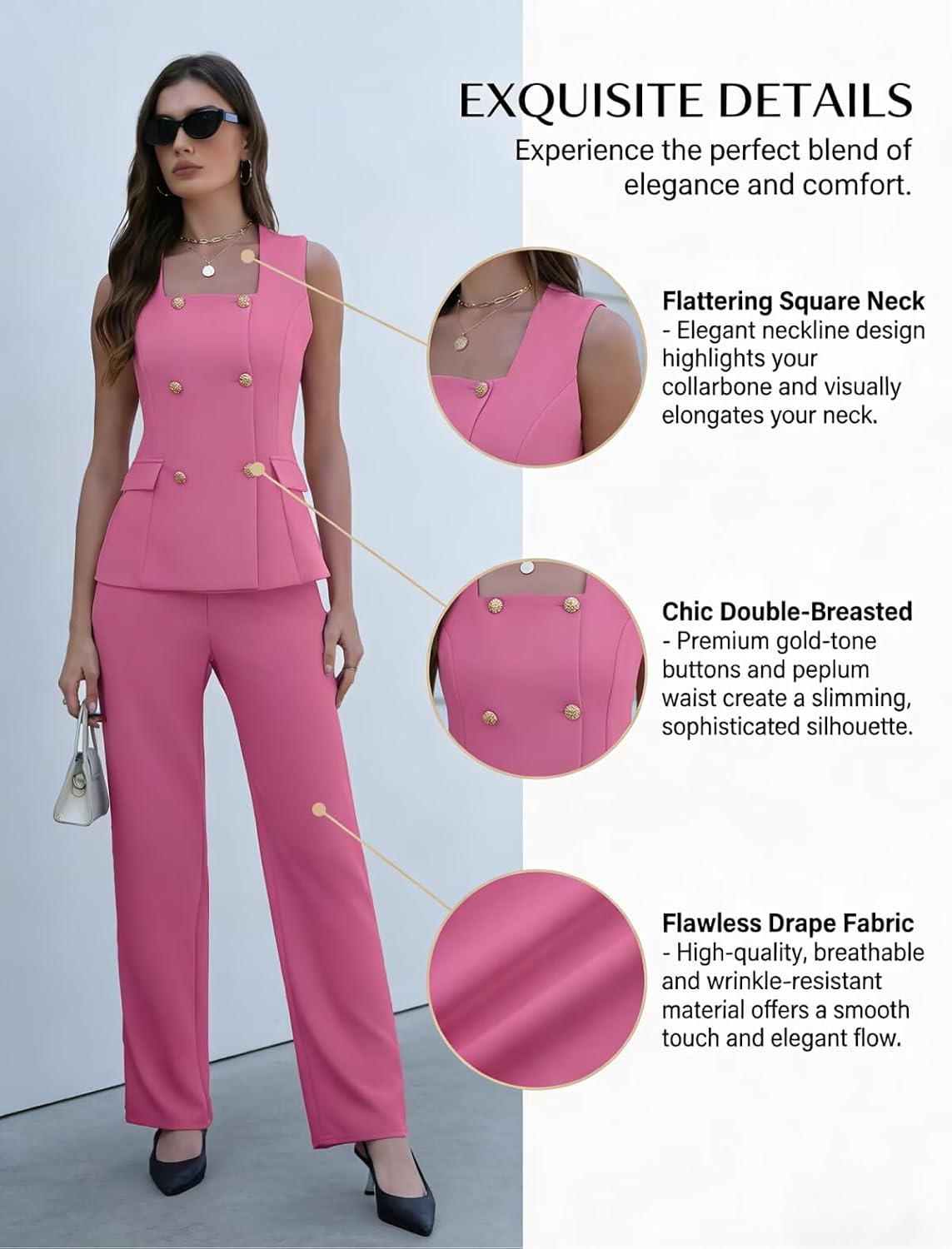 Ophestin Women's 2 Piece Blazer Outfits for Business Office Work Church image 5