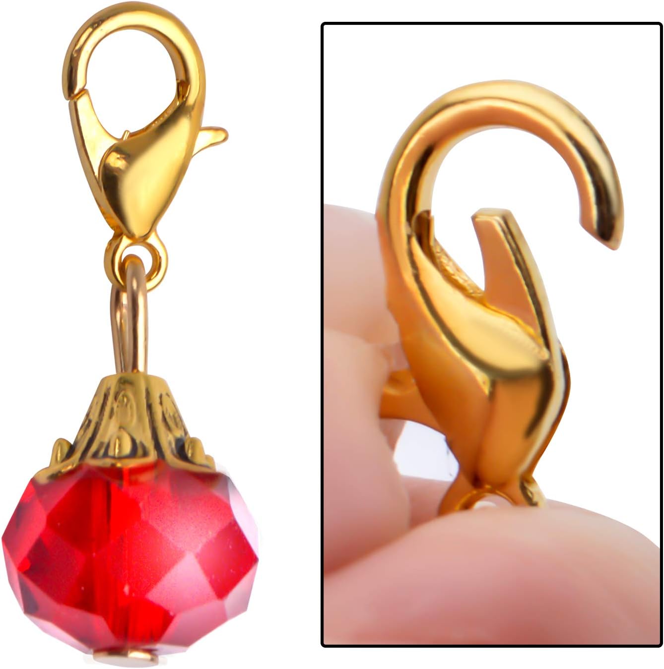 Aylifu 24 Pieces Crystal Dangle,12 Colors Faceted Crystal Dangle Charms Glass Pendant with Gold Lobster Claw Clasp for Keychain Purse Decoration