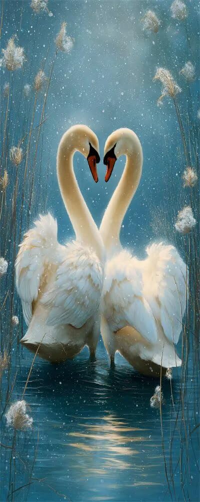 Swan Diamond Art Kits Adults Large 5D Reeds Diamond Painting Kits, DIY Full Drill Crystal Art Craft Rhinestone Embroidery Cross Stitch Arts and Crafts for Adults 15.7x31.5 Inch/40x80 cm -LR1096