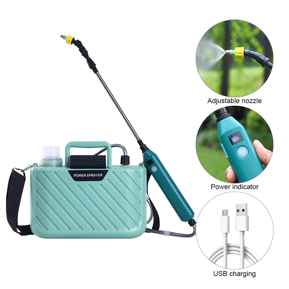 Starnearby Spruzzatore Elettrico da Giardino 5L, Nebulizzatore a Pressione Giardino Ricaricabile 2400mAH, Pompa Irroratrice a Spalla, Irroratore Elettrico per Irrigazione, Fertilizzazione