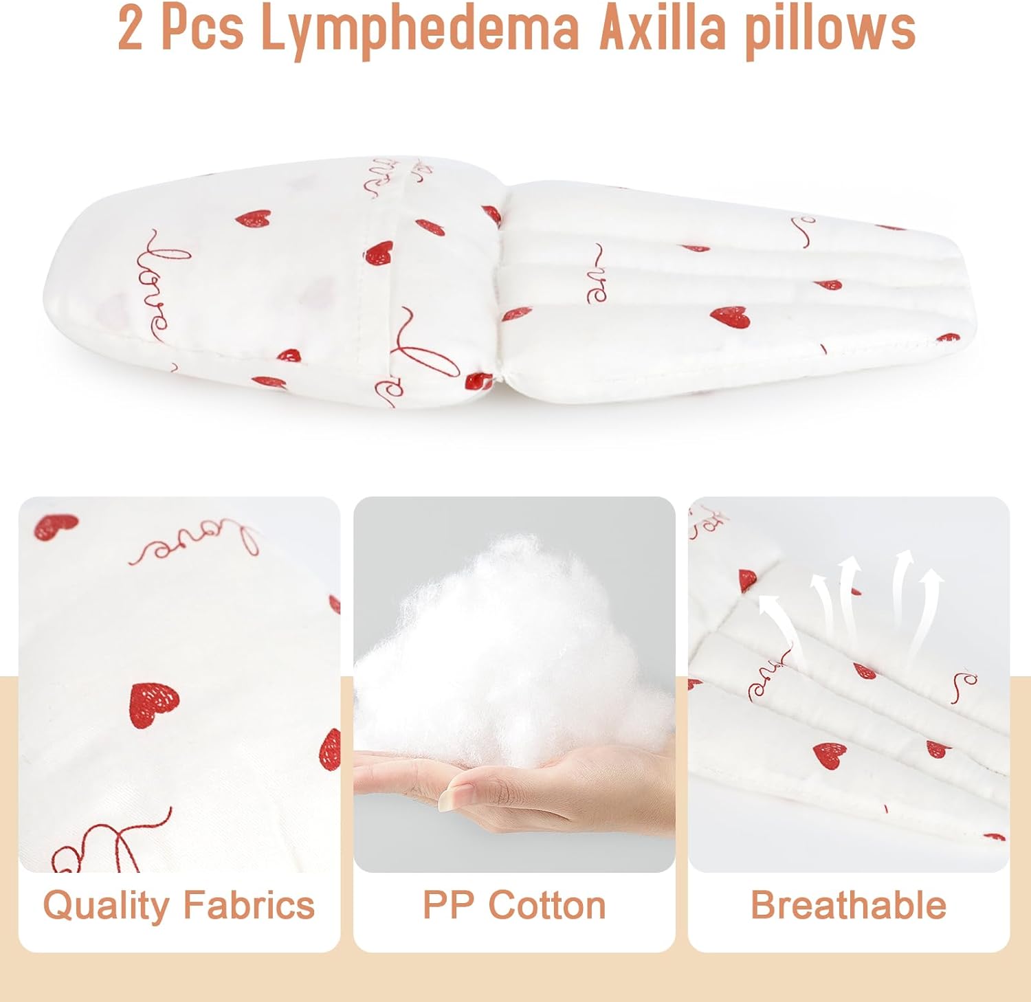 Lymphedema Axilla Pillow, Large Mastectomy Pillows Post Op Cotton Lumpectomy Recovery Supplies for Armpit Pain Relief Brown 2Pcs (Red Heart, Regular) - Image 7